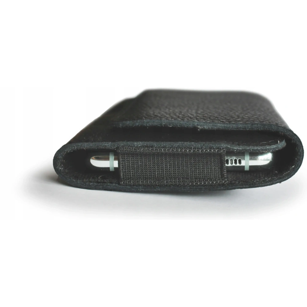 Skórzana kabura LURESKO FREYA XL do paska etui na telefon 165x82x10mm (czarny karbowany czarna nić)