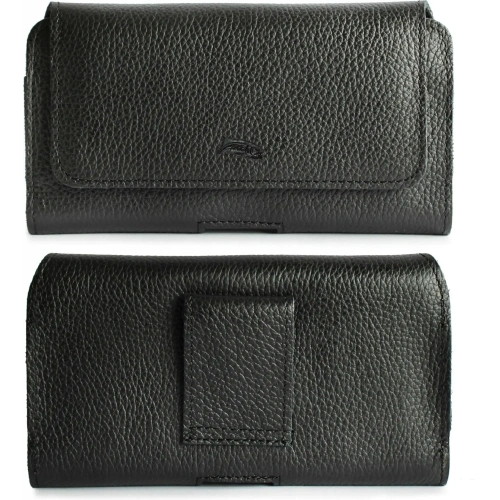 Kup LURESKO FREYA XL Lederholster für den Gürtel, Handyhülle 165x82x10mm (schwarz gerippt mit schwarzem Faden) - LUR2 - {ean13} - Sklep Home Screen