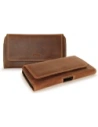 LURESKO FREYA XL leather holster for belt, phone case 165x82x10mm (vintage brown with white thread)