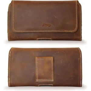 Kup LURESKO FREYA XL Lederholster für den Gürtel, Handyhülle 165x82x10mm (vintage braun mit weißen Nähten) - LUR3 - {ean13} - Sklep Home Screen