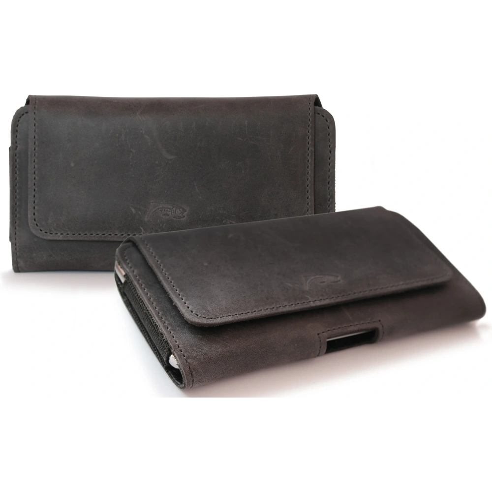 Skórzana kabura LURESKO FREYA XL do paska etui na telefon 165x82x10mm (szary vintage)