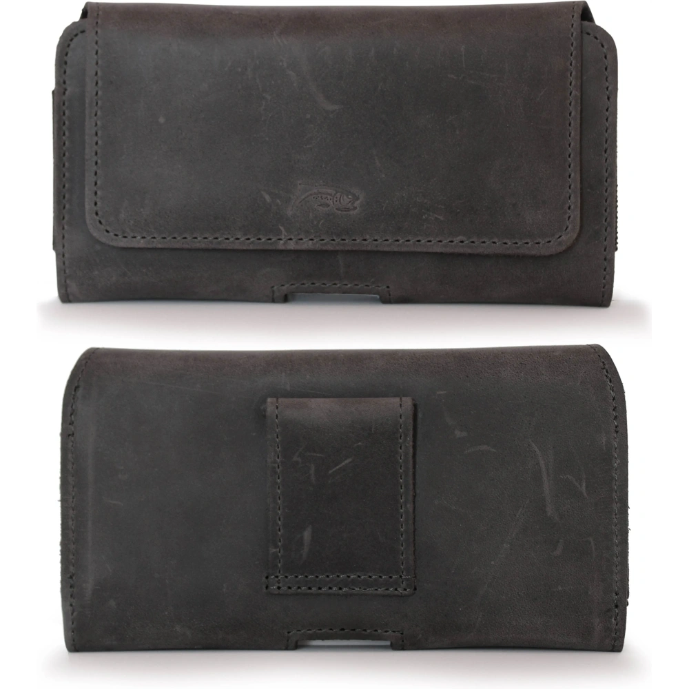 Skórzana kabura LURESKO FREYA XL do paska etui na telefon 165x82x10mm (szary vintage)