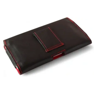 Kup LURESKO FREYA XL Lederholster für den Gürtel, Handyhülle 165x82x10mm (schwarz glatt mit rotem Faden und rotem Innenraum) - LUR5 - {ean13} - Sklep Home Screen