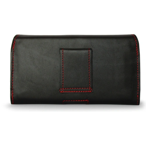 Buy LURESKO FREYA XL leather holster for belt, phone case 165x82x10mm (black smooth with red thread and red interior) - LUR5 - {ean13} - Home Screen Store Europe