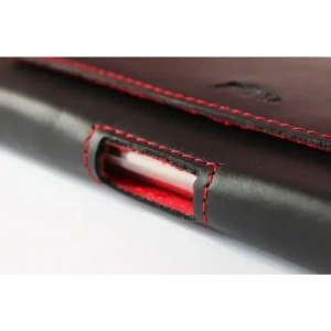 Kup LURESKO FREYA XL Lederholster für den Gürtel, Handyhülle 165x82x10mm (schwarz glatt mit rotem Faden und rotem Innenraum) - LUR5 - {ean13} - Sklep Home Screen