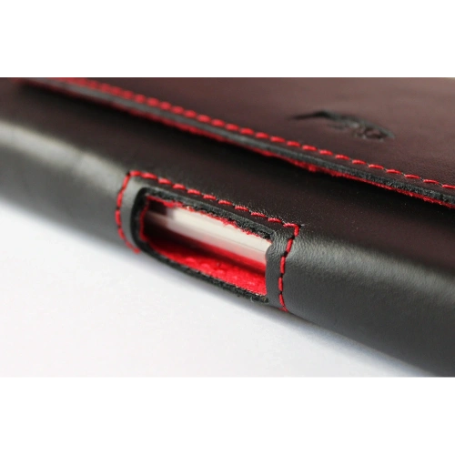 Buy LURESKO FREYA XL leather holster for belt, phone case 165x82x10mm (black smooth with red thread and red interior) - LUR5 - {ean13} - Home Screen Store Europe