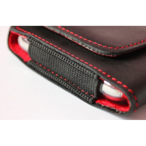 Buy LURESKO FREYA XL leather holster for belt, phone case 165x82x10mm (black smooth with red thread and red interior) - LUR5 - {ean13} - Home Screen Store Europe