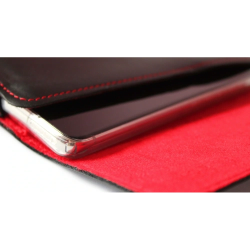 Buy LURESKO FREYA XL leather holster for belt, phone case 165x82x10mm (black smooth with red thread and red interior) - LUR5 - {ean13} - Home Screen Store Europe