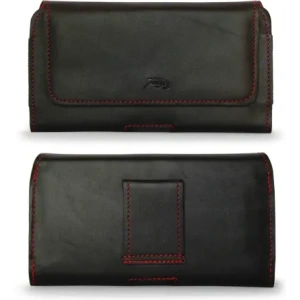 Kup LURESKO FREYA XL Lederholster für den Gürtel, Handyhülle 165x82x10mm (schwarz glatt mit rotem Faden und rotem Innenraum) - LUR5 - {ean13} - Sklep Home Screen