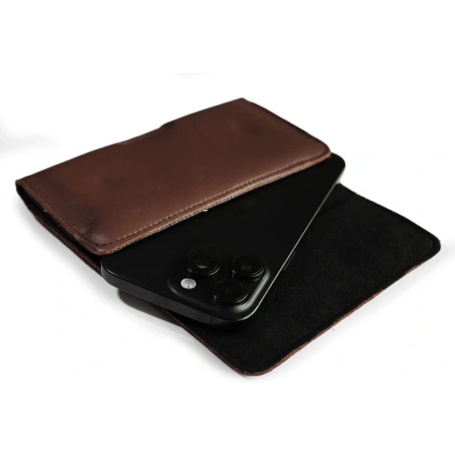 Buy LURESKO FREYA XL leather holster for belt, phone case 165x82x10mm (smooth brown) - LUR6 - {ean13} - Home Screen Store Europe