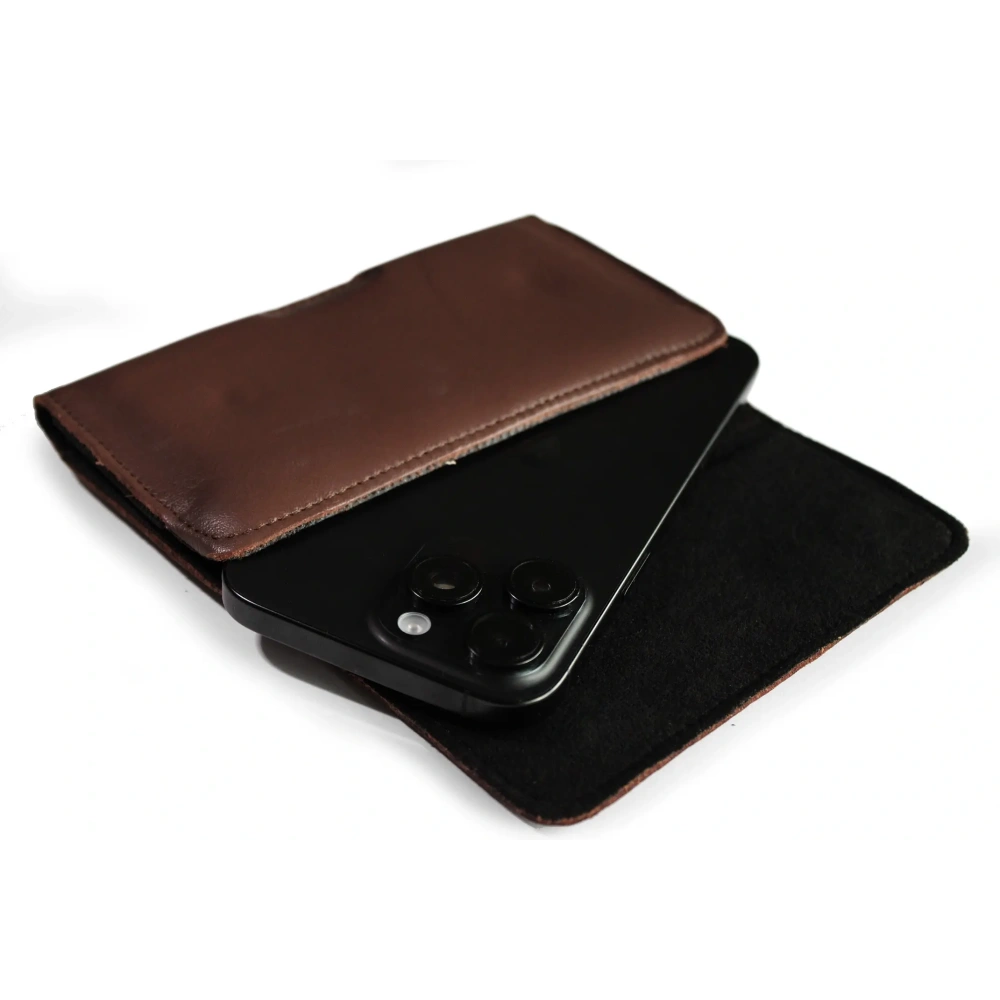 Skórzana kabura LURESKO FREYA XL do paska etui na telefon 165x82x10mm (brąz gładki)