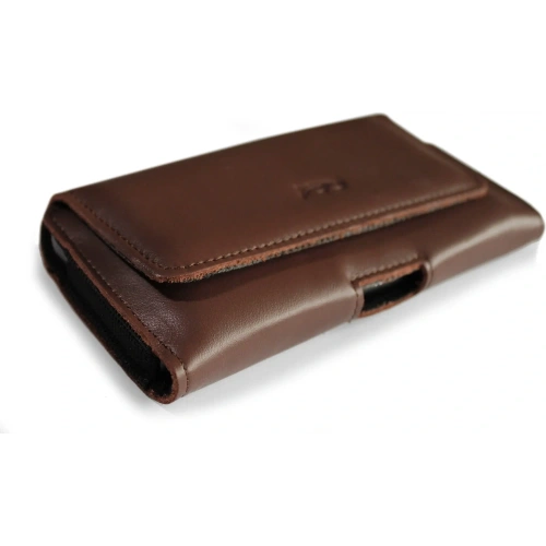 Buy LURESKO FREYA XL leather holster for belt, phone case 165x82x10mm (smooth brown) - LUR6 - {ean13} - Home Screen Store Europe
