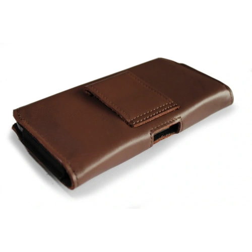 Buy LURESKO FREYA XL leather holster for belt, phone case 165x82x10mm (smooth brown) - LUR6 - {ean13} - Home Screen Store Europe