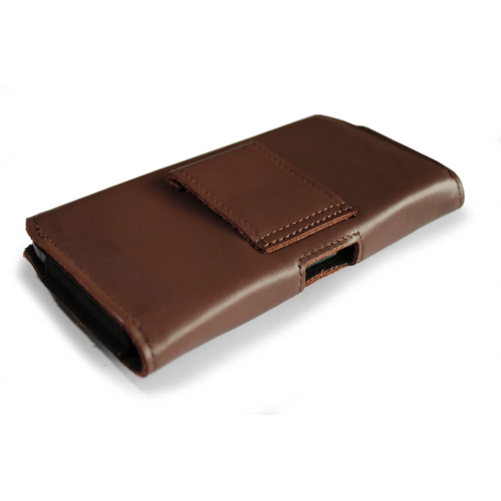 Skórzana kabura LURESKO FREYA XL do paska etui na telefon 165x82x10mm (brąz gładki)