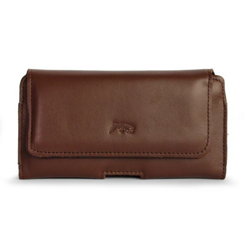 Kup LURESKO FREYA XL Lederholster für den Gürtel, Handyhülle 165x82x10mm (glattes Braun) - LUR6 - {ean13} - Sklep Home Screen