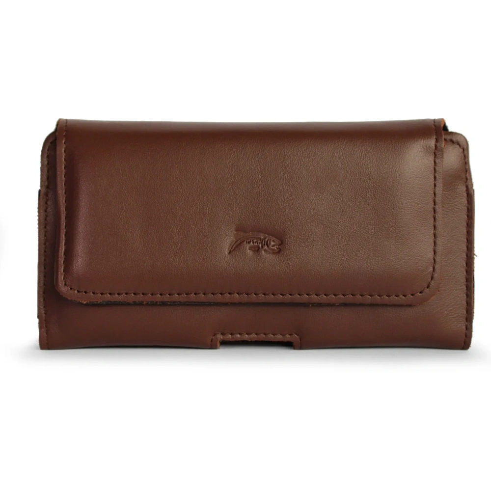 Skórzana kabura LURESKO FREYA XL do paska etui na telefon 165x82x10mm (brąz gładki)
