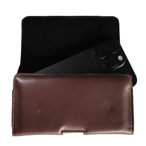Buy LURESKO FREYA XL leather holster for belt, phone case 165x82x10mm (smooth brown) - LUR6 - {ean13} - Home Screen Store Europe