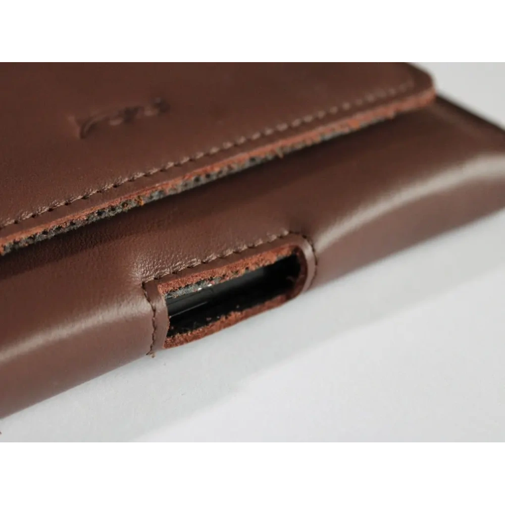 Skórzana kabura LURESKO FREYA XL do paska etui na telefon 165x82x10mm (brąz gładki)