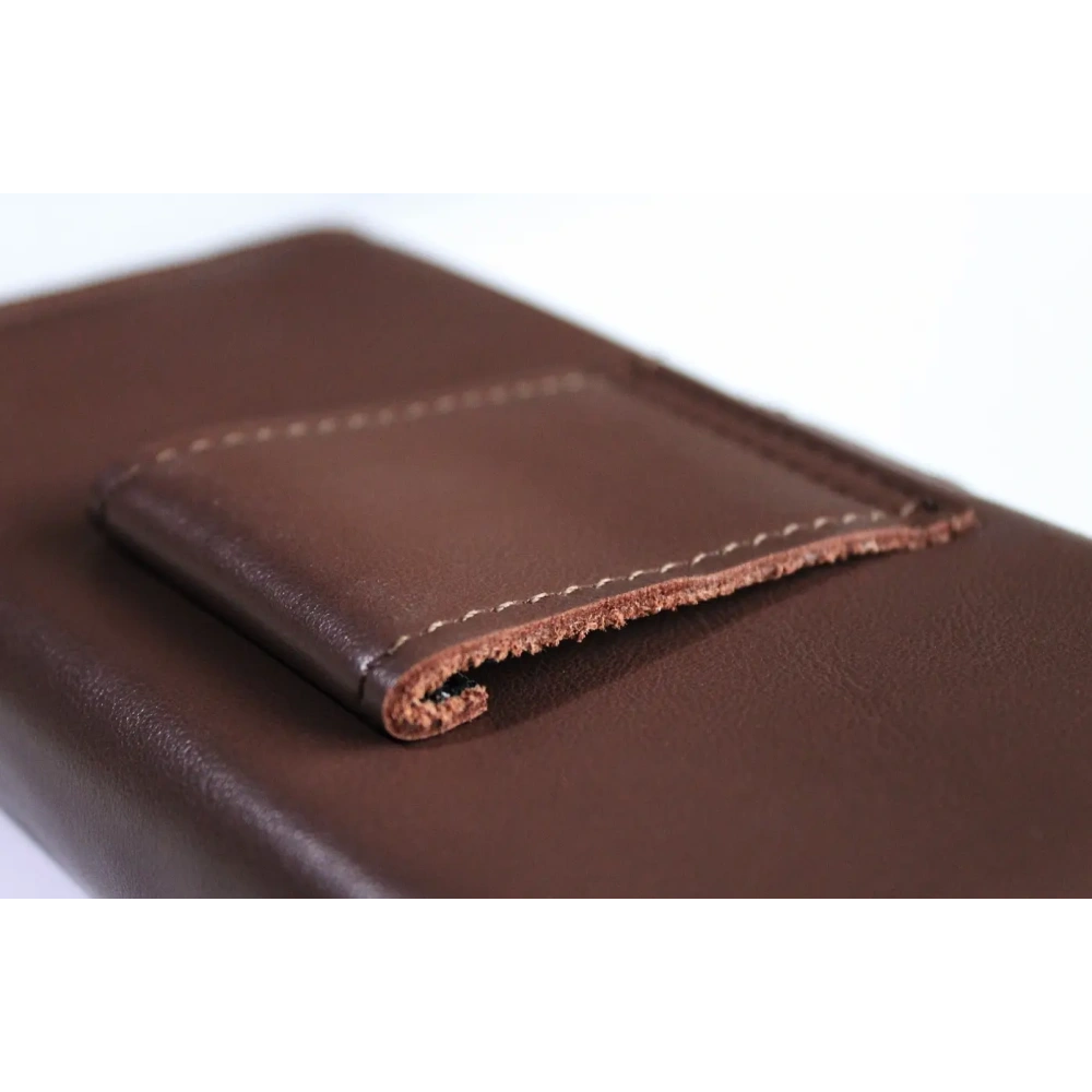 Skórzana kabura LURESKO FREYA XL do paska etui na telefon 165x82x10mm (brąz gładki)
