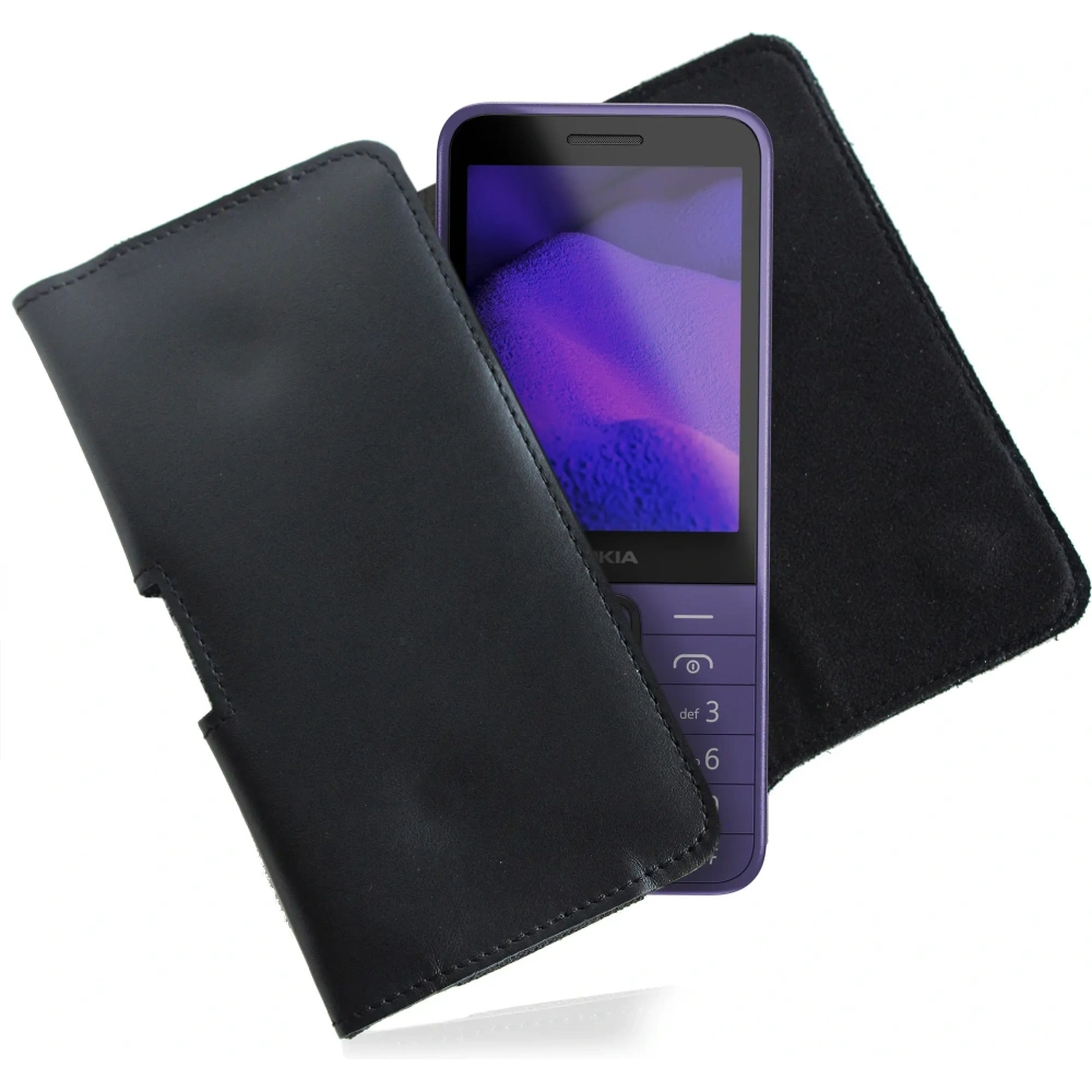 Skórzana kabura LURESKO FREYA S do paska etui na telefon 131x62x12mm - CZARNY GŁADKI