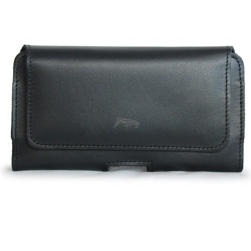 Buy LURESKO FREYA S leather holster for belt phone case 131x62x12mm - BLACK SMOOTH - LUR7 - {ean13} - Home Screen Store Europe
