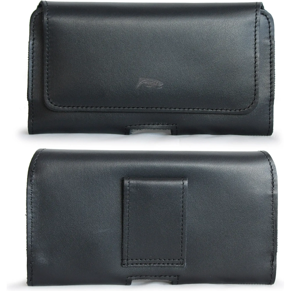 Skórzana kabura LURESKO FREYA S do paska etui na telefon 131x62x12mm - CZARNY GŁADKI