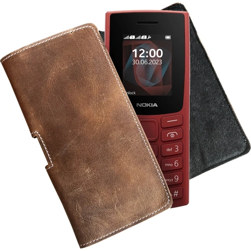 Buy LURESKO FREYA S leather holster for belt phone case 131x62x12mm - VINTAGE BROWN - LUR8 - {ean13} - Home Screen Store Europe