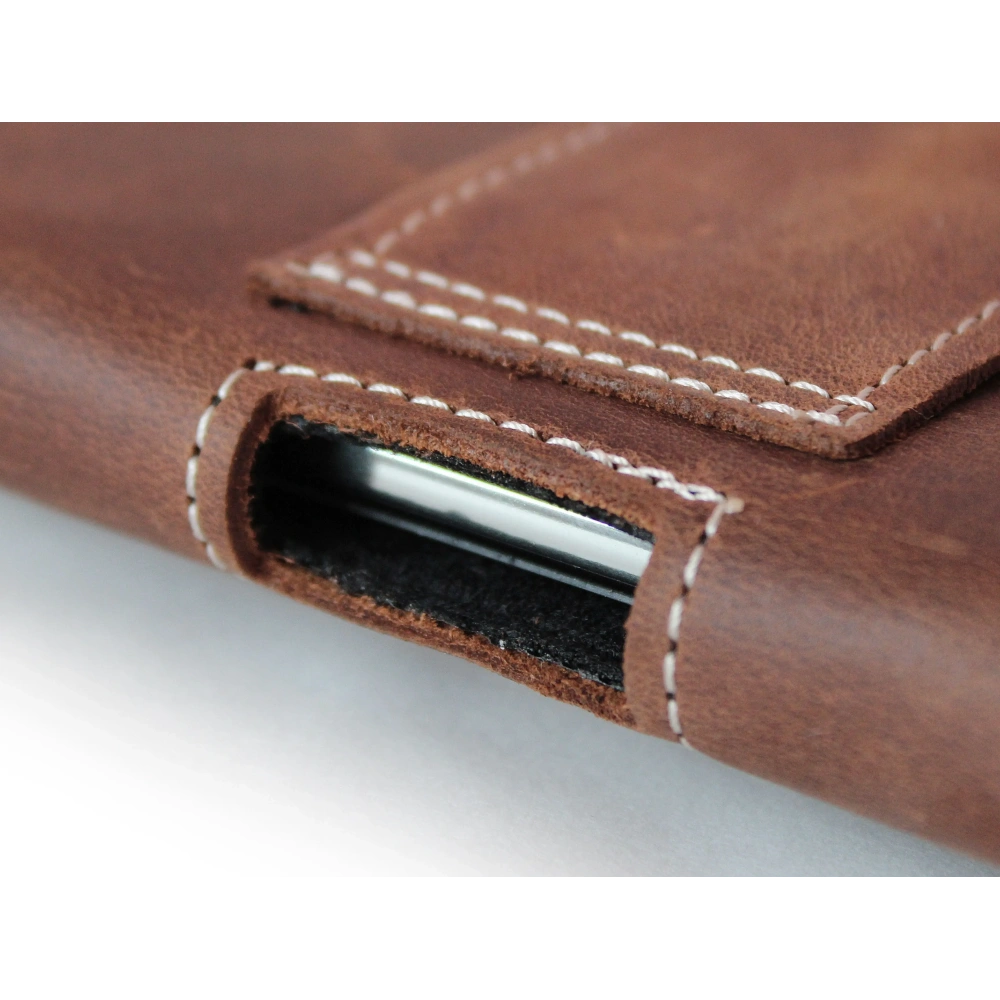Skórzana kabura LURESKO FREYA S do paska etui na telefon 131x62x12mm - BRĄZ VINTAGE