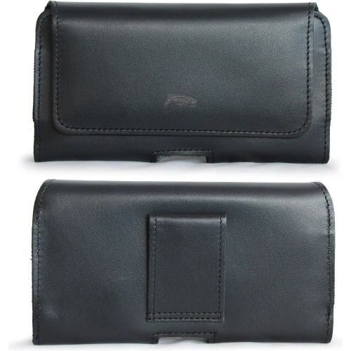 Buy LURESKO FREYA M leather holster for belt phone case 150x 72x10 - BLACK SMOOTH - LUR9 - {ean13} - Home Screen Store Europe
