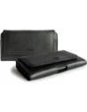LURESKO FREYA XXL Lederholster für Gürtel, Handyhülle 170x82x10mm (schwarz gerippt, schwarze Nähte)