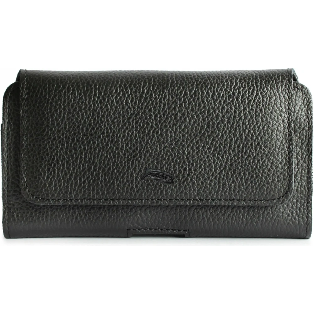 Skórzana kabura LURESKO FREYA XXL do paska etui na telefon 170x82x10mm (czarny karbowany czarna nić)