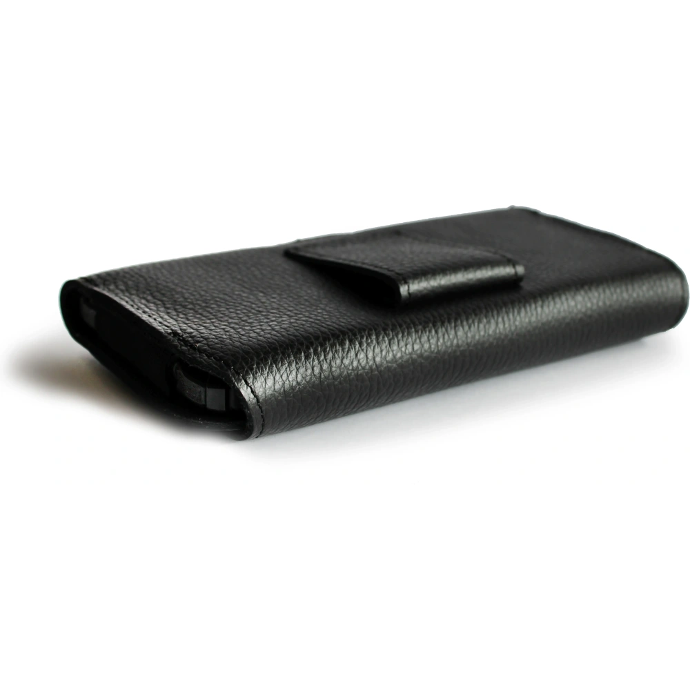 Skórzana kabura LURESKO FREYA XXL do paska etui na telefon 170x82x10mm (czarny karbowany czarna nić)