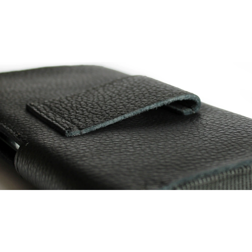 Skórzana kabura LURESKO FREYA XXL do paska etui na telefon 170x82x10mm (czarny karbowany czarna nić)
