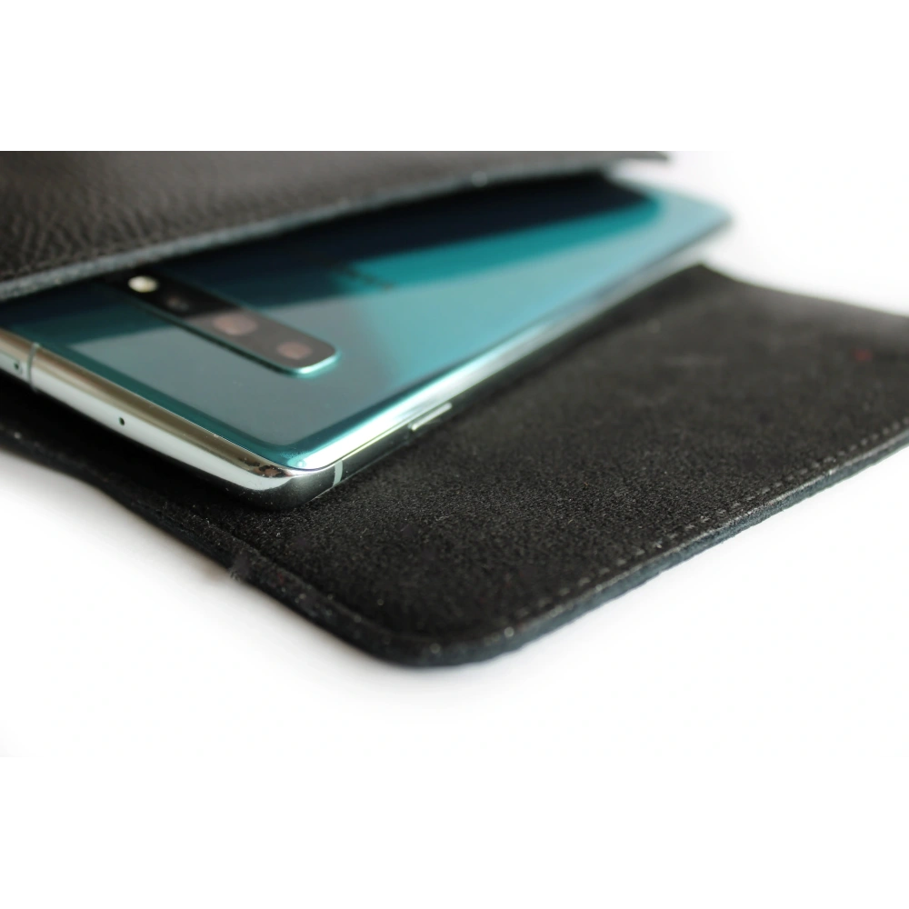 Skórzana kabura LURESKO FREYA XXL do paska etui na telefon 170x82x10mm (czarny karbowany czarna nić)