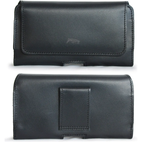 Buy LURESKO FREYA XXL leather holster for belt phone case 170x82x10mm (black smooth with black thread) - LUR10 - {ean13} - Home Screen Store Europe