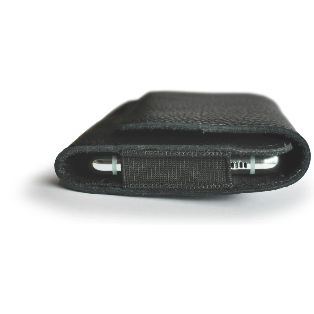 Skórzana kabura LURESKO FREYA XXL do paska etui na telefon 170x82x10mm (czarny karbowany czarna nić)