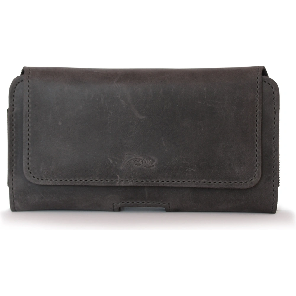Skórzana kabura LURESKO FREYA XXL do paska etui na telefon 170x85x10mm (szary vintage szara nić)