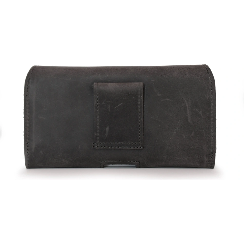 Skórzana kabura LURESKO FREYA XXL do paska etui na telefon 170x85x10mm (szary vintage szara nić)