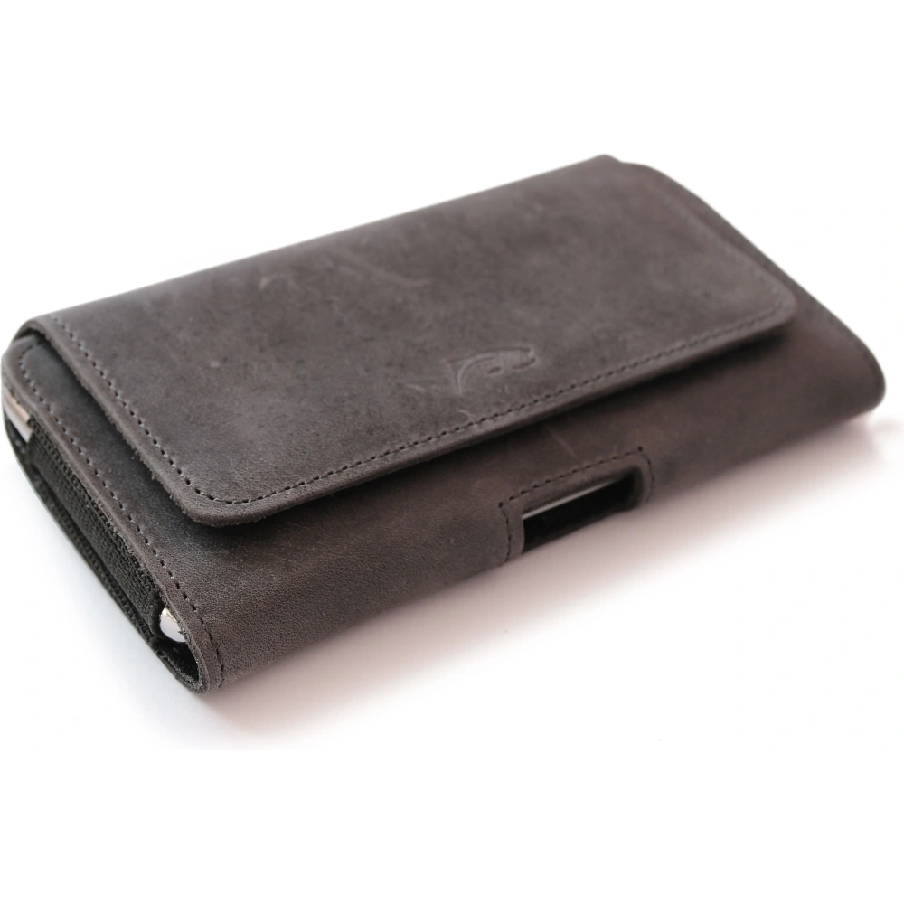 Skórzana kabura LURESKO FREYA XXL do paska etui na telefon 170x85x10mm (szary vintage szara nić)