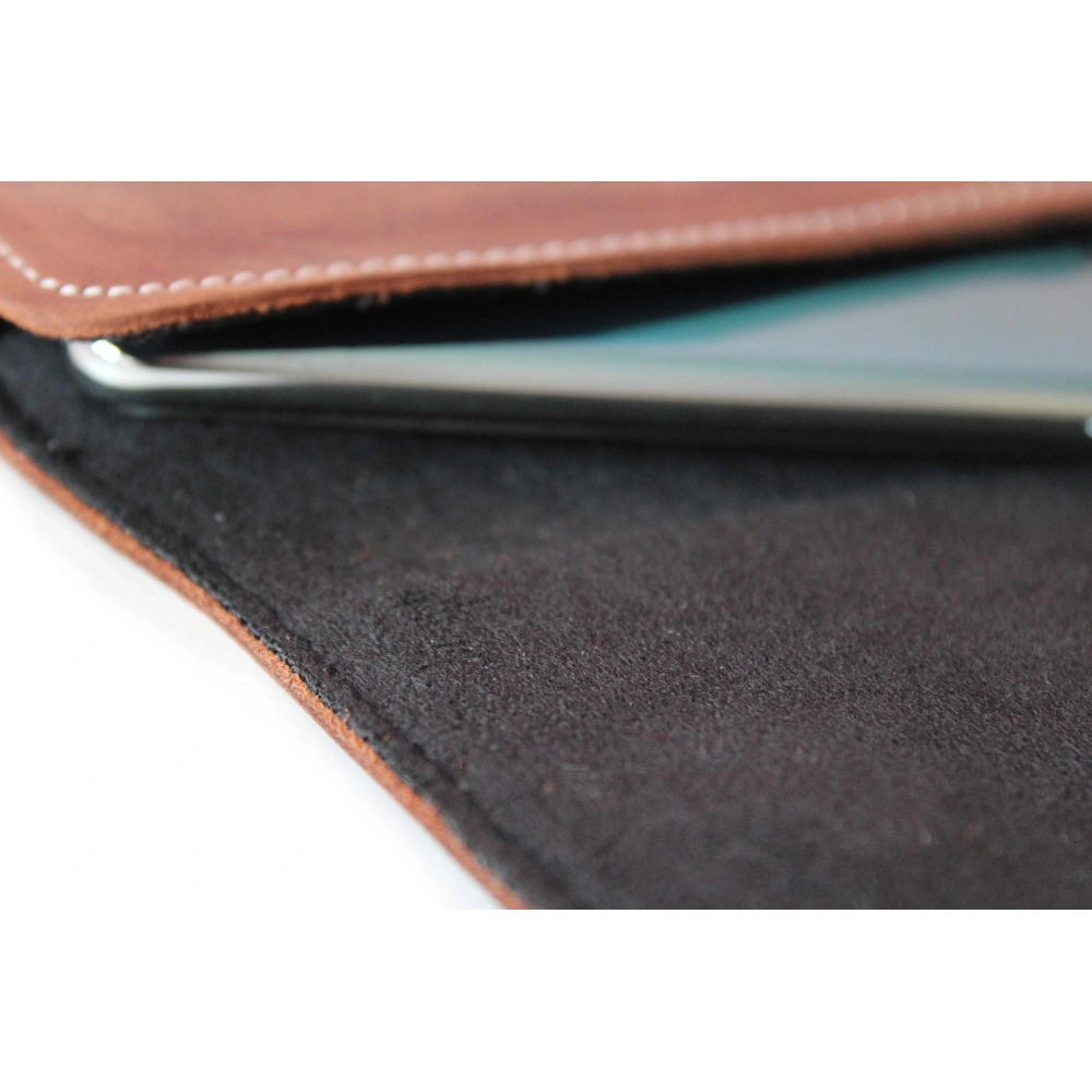 Skórzana kabura LURESKO FREYA XXL do paska etui na telefon 170x85x10mm (brąz vintage biała nić)