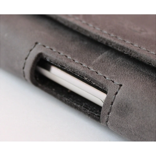 Buy LURESKO FREYA XXL leather holster for belt phone case 170x85x10mm (gray vintage gray thread) - LUR13 - {ean13} - Home Screen Store Europe