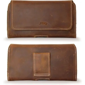 Kup LURESKO FREYA XXL Lederholster für Gürtel, Handyhülle 170x85x10mm (vintage braun mit weißen Nähten) - LUR12 - {ean13} - Sklep Home Screen
