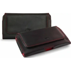 Kup LURESKO FREYA XXL Lederholster für Gürtel, Handyhülle 170x85x10mm (schwarz glatt, roter Faden, rotes Innenfutter) - LUR14 - {ean13} - Sklep Home Screen