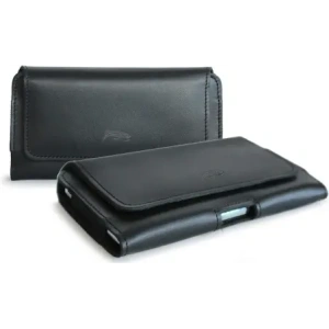 LURESKO FREYA 3XL leather holster for belt, phone case 175x83x15 (black smooth with black thread)