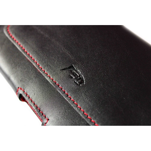 Kup LURESKO FREYA XXL Lederholster für Gürtel, Handyhülle 170x85x10mm (schwarz glatt, roter Faden, rotes Innenfutter) - LUR14 - {ean13} - Sklep Home Screen