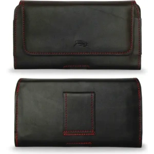 Kup LURESKO FREYA XXL Lederholster für Gürtel, Handyhülle 170x85x10mm (schwarz glatt, roter Faden, rotes Innenfutter) - LUR14 - {ean13} - Sklep Home Screen