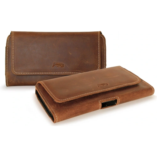 Buy LURESKO FREYA 3XL leather holster for belt, phone case 175x83x15 (vintage brown with white thread) - LUR16 - {ean13} - Home Screen Store Europe