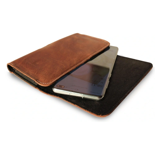 Buy LURESKO FREYA 3XL leather holster for belt, phone case 175x83x15 (vintage brown with white thread) - LUR16 - {ean13} - Home Screen Store Europe