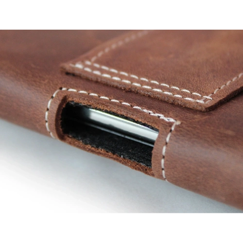 Buy LURESKO FREYA 3XL leather holster for belt, phone case 175x83x15 (vintage brown with white thread) - LUR16 - {ean13} - Home Screen Store Europe