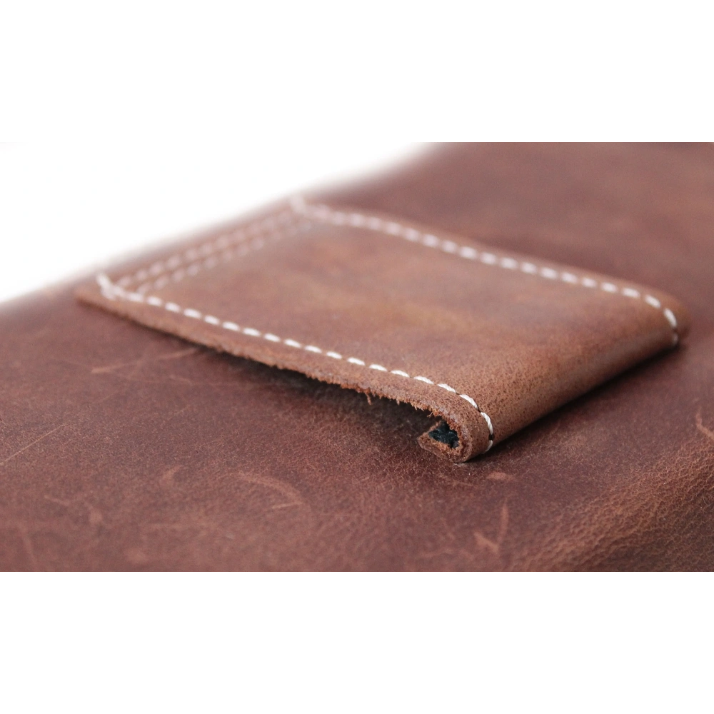 Skórzana kabura LURESKO FREYA 3XL do paska etui na telefon 175x83x15 (brąz vintage  biała nić)